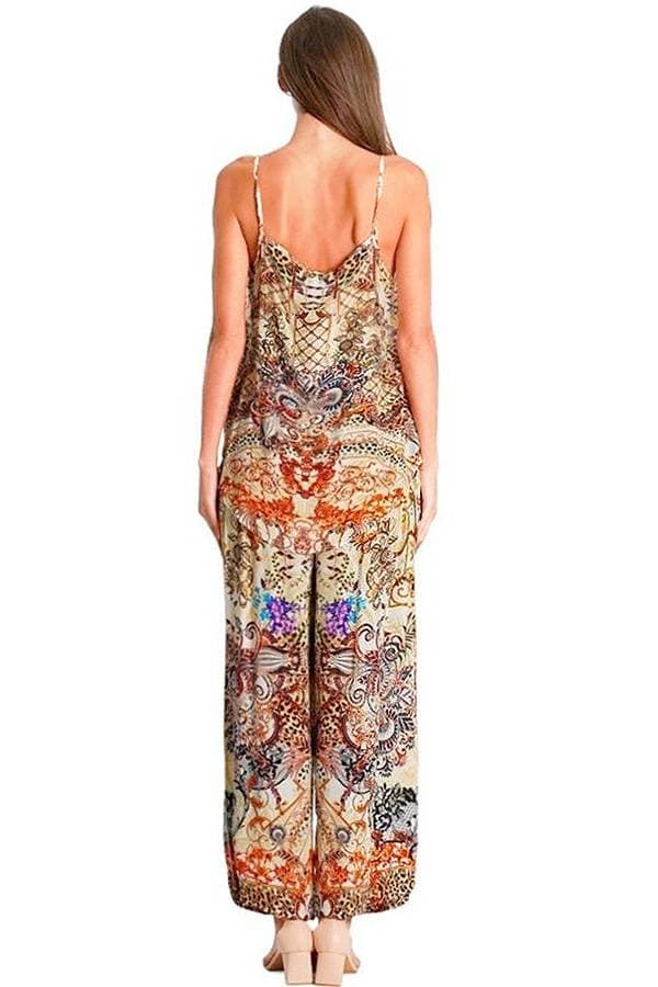 Beige 2pc Viscose Silk Pant Set | Women's - $265.00 - View 2 of 3