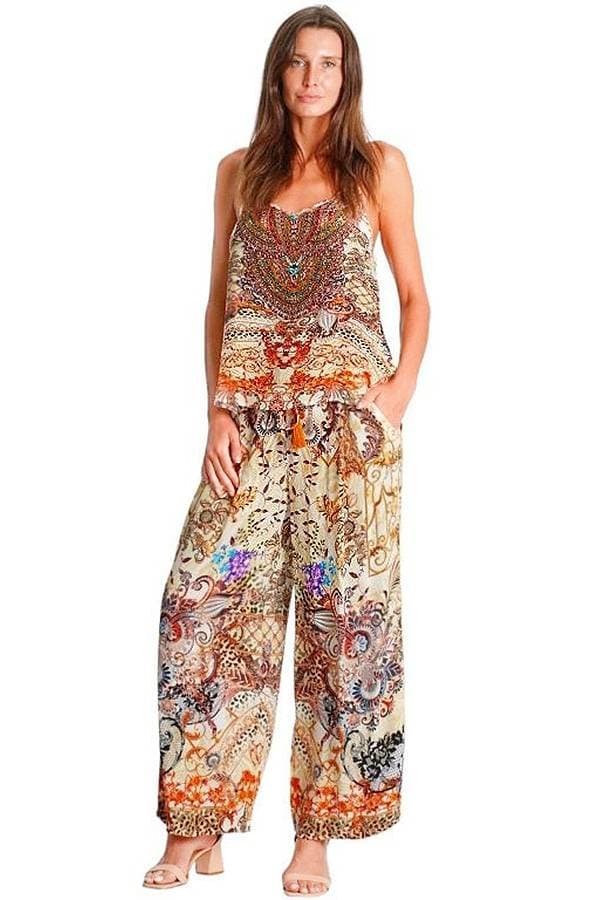 Beige 2pc Viscose Silk Pant Set | Women's - $265.00 - View 1 of 3