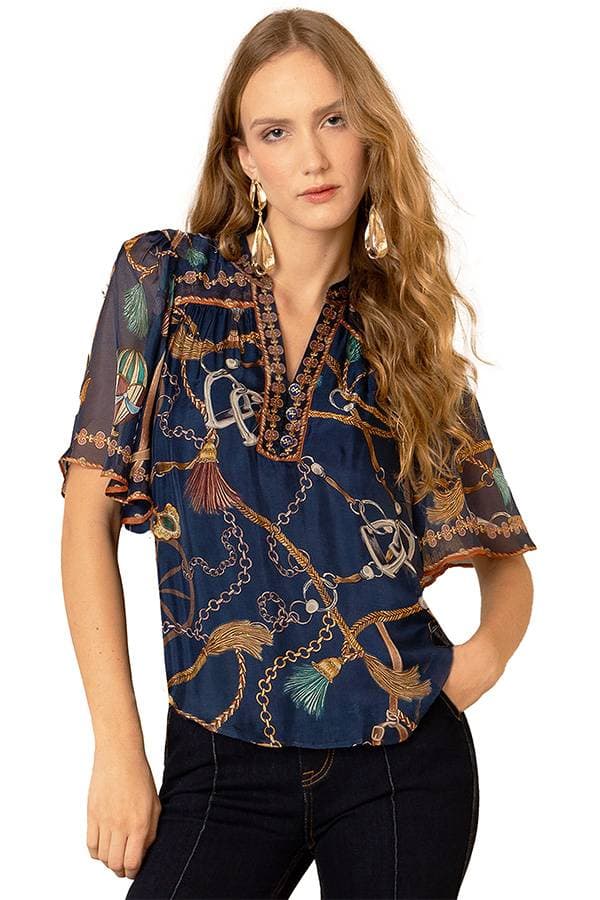 Hale Bob Silk Flutter Sleeve Top - 26500 - Alternative view 2
