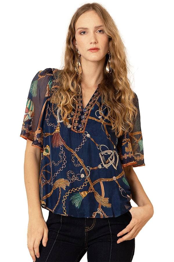 Hale Bob Silk Flutter Sleeve Top - 26500 - Main product view