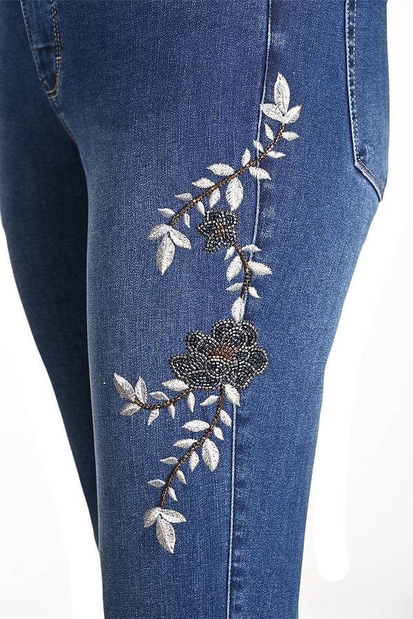 Embroidered Denim Pant