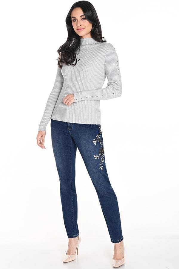 Embroidered Denim Pant