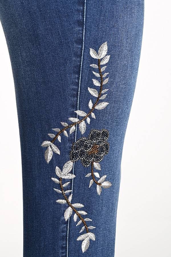Embroidered Denim Pant