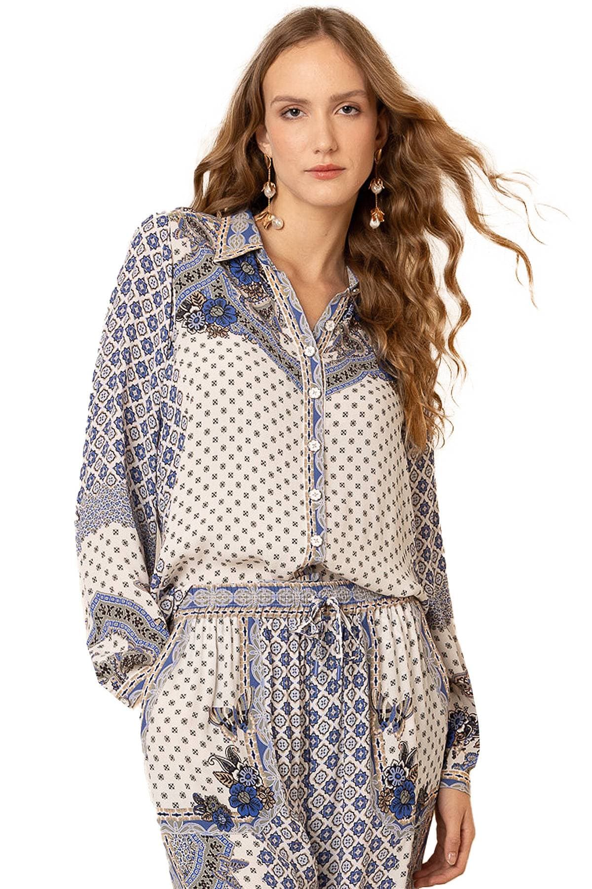 Medallion Print Jersey Blouse