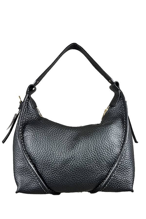 Front view of a Black Leather Tote Bag