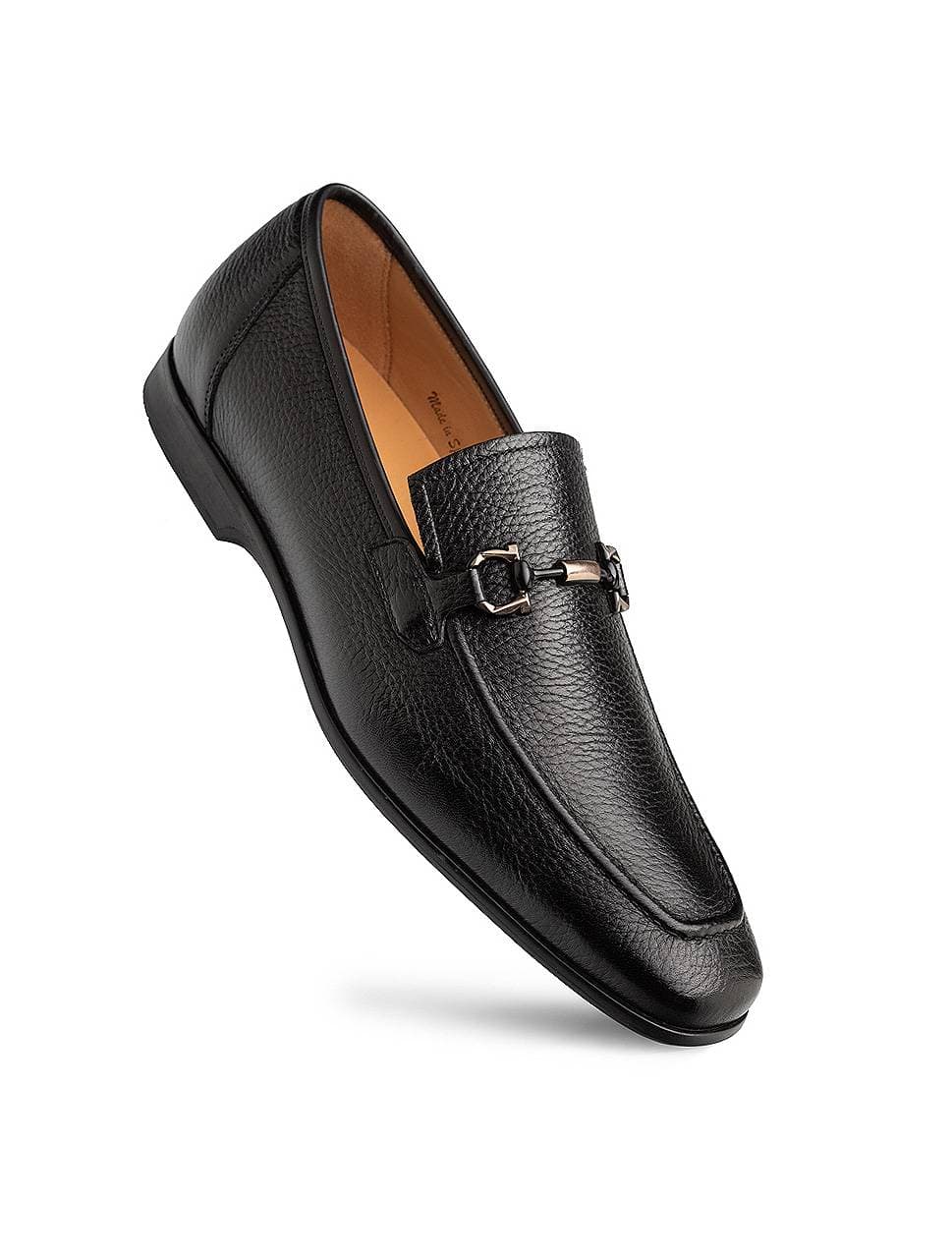 Black Genuine Deerskin Bit Slip-On Loafer