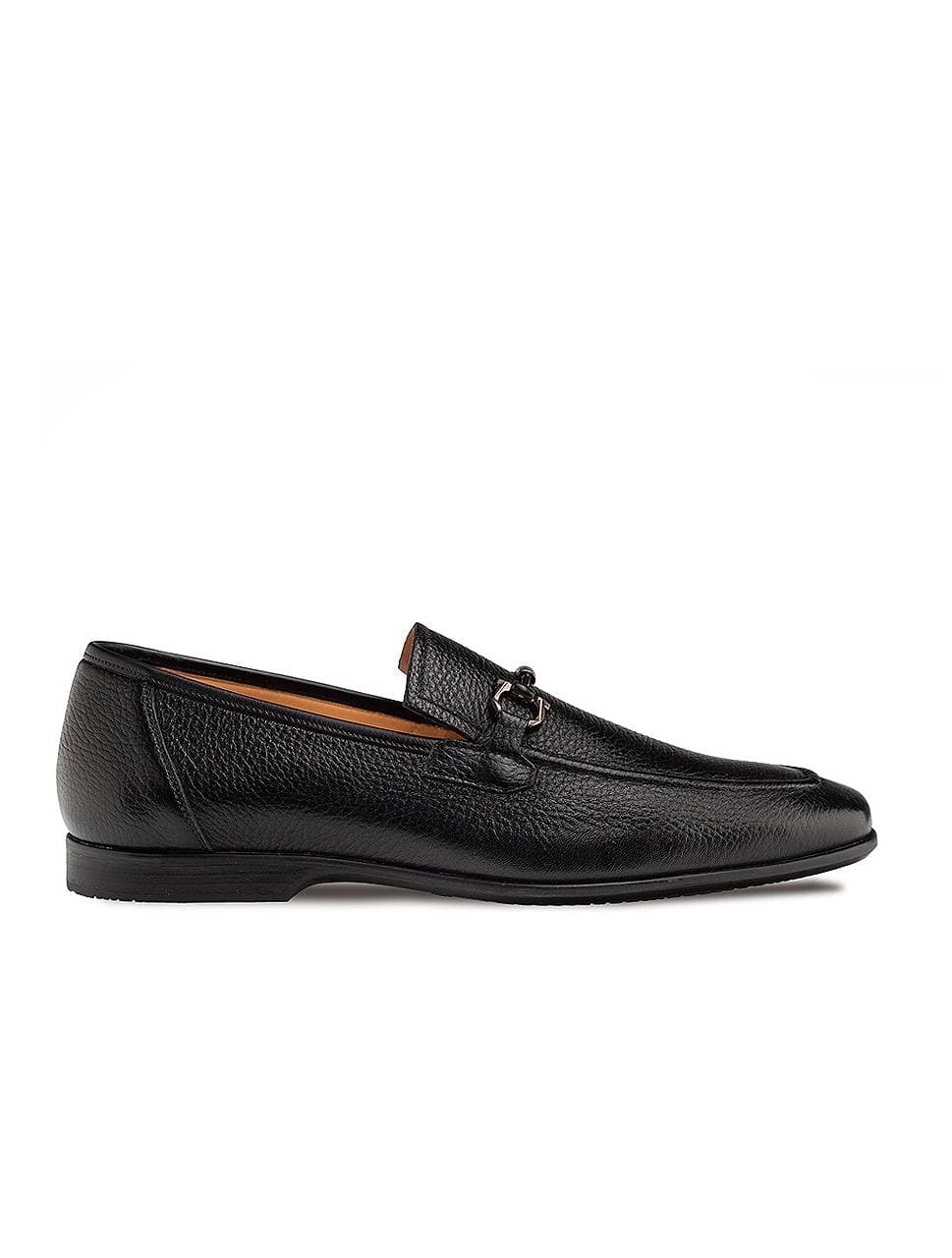 Black Genuine Deerskin Bit Slip-On Loafer