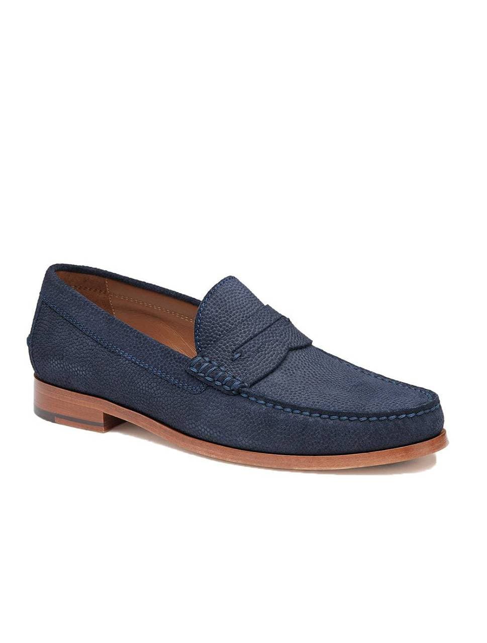 Men’s navy suede leather loafer shoes.