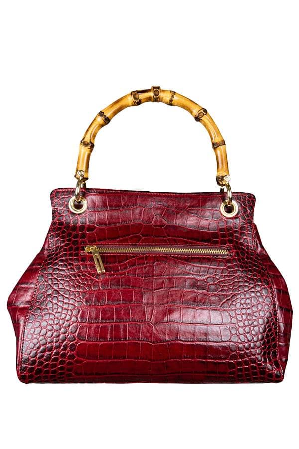 Medium Red Purse Italy Stamp Croco Bamboo