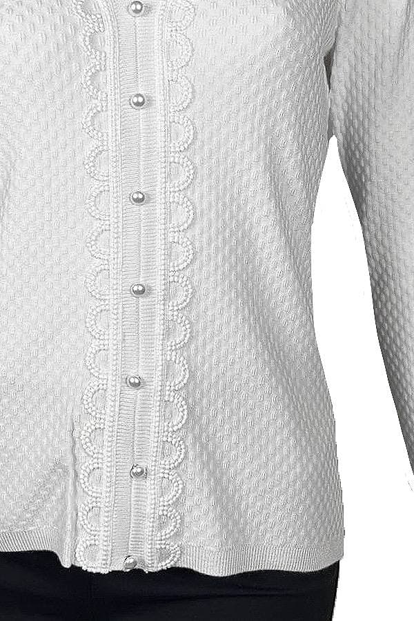 Lumière Cable Knit V-Neck Top -  - View 4 of 4