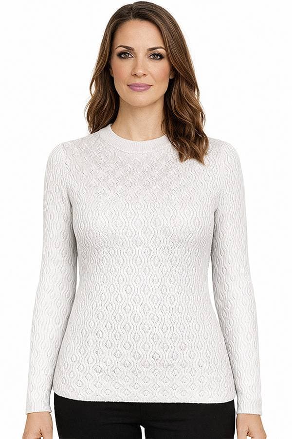 Celeste Cable Knit Mock Neck Top – Cream -  - Main product view