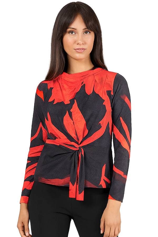 Crimson Bloom Floral Jersey Top -  - Main product view
