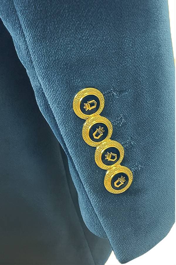 Teal Blue Velvet Coat -  - View 4 of 4