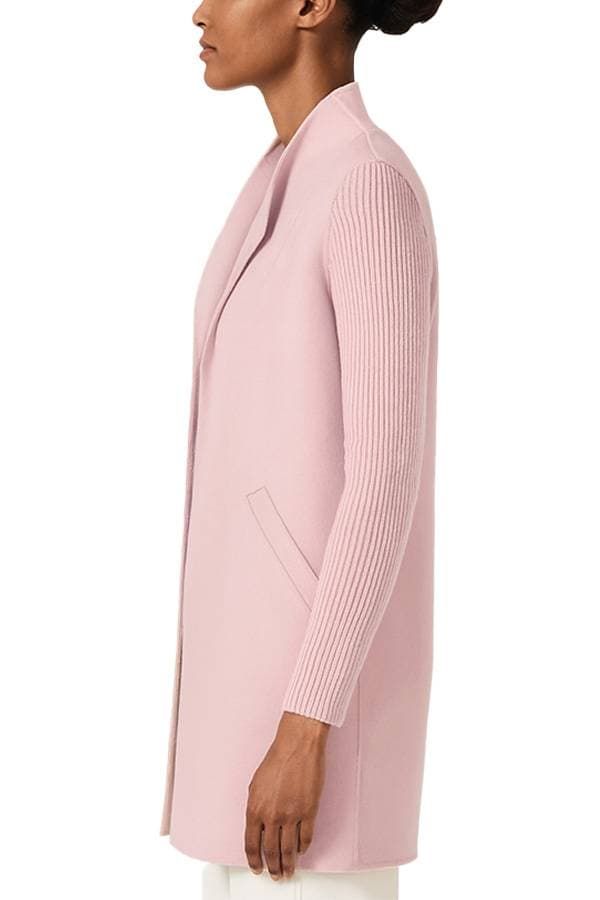 Kinross Cashmere Wool Ribbed Sleeve Coat