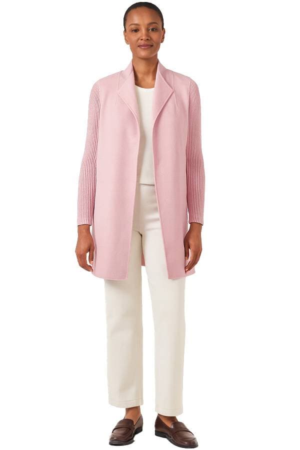 Kinross Cashmere Wool Ribbed Sleeve Coat