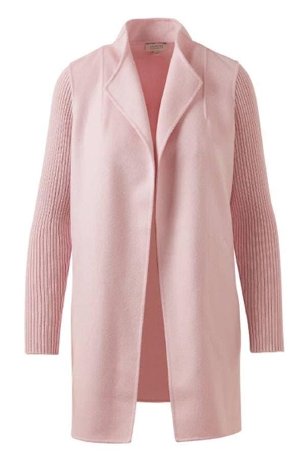 Kinross Cashmere Wool Ribbed Sleeve Coat