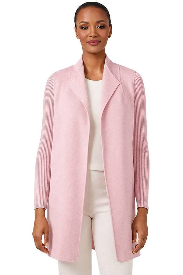 Kinross Cashmere Wool Ribbed Sleeve Coat
