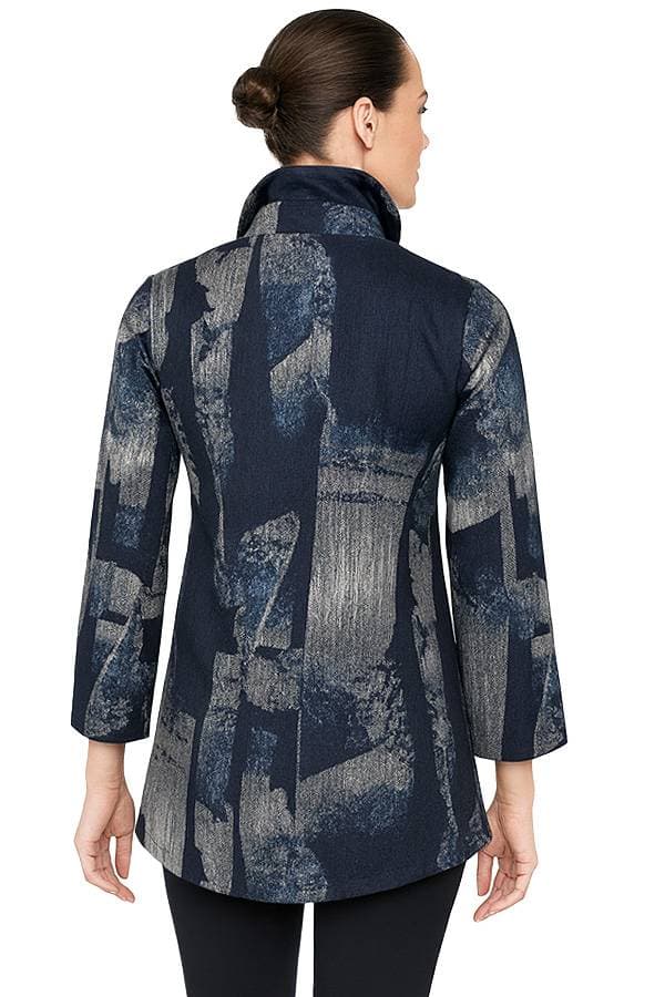 Blue Abstract Button Shacket | Women's - $265.00 - View 2 of 3