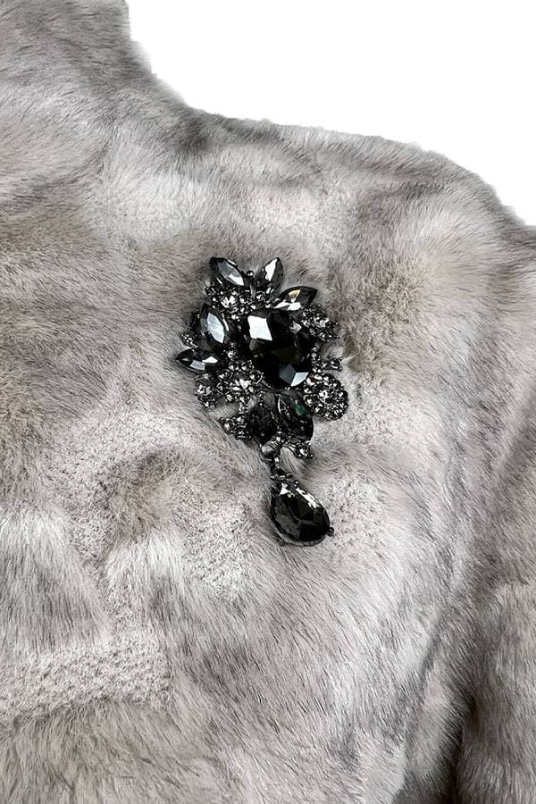 Gray Vegan Fur Damask Coat - $365.00 - View 5 of 5