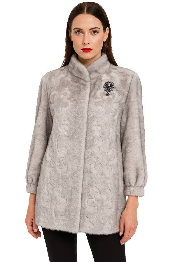 Vegan Fur Damask Coat -  - Main product view