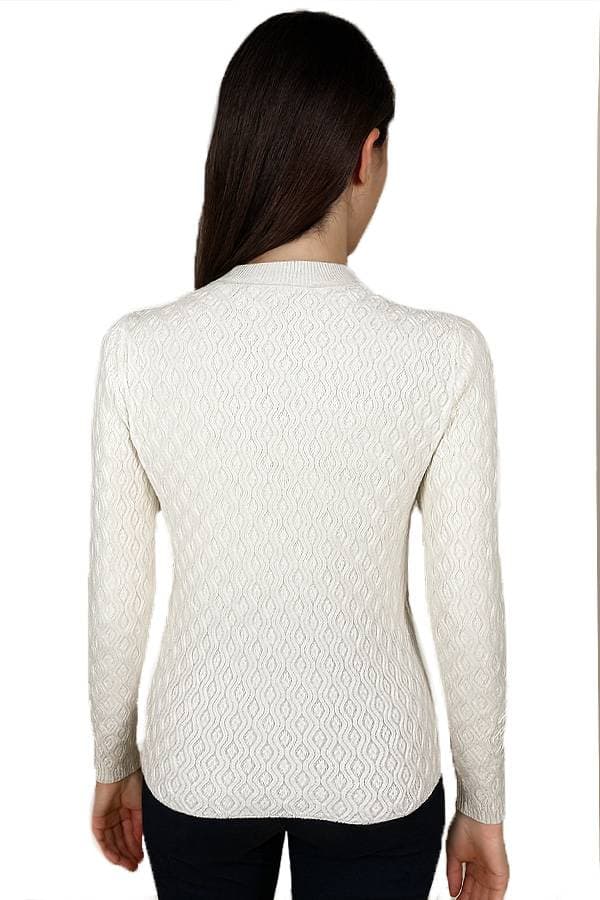 Celeste Cable Knit Mock Neck Top – Cream -  - View 3 of 4