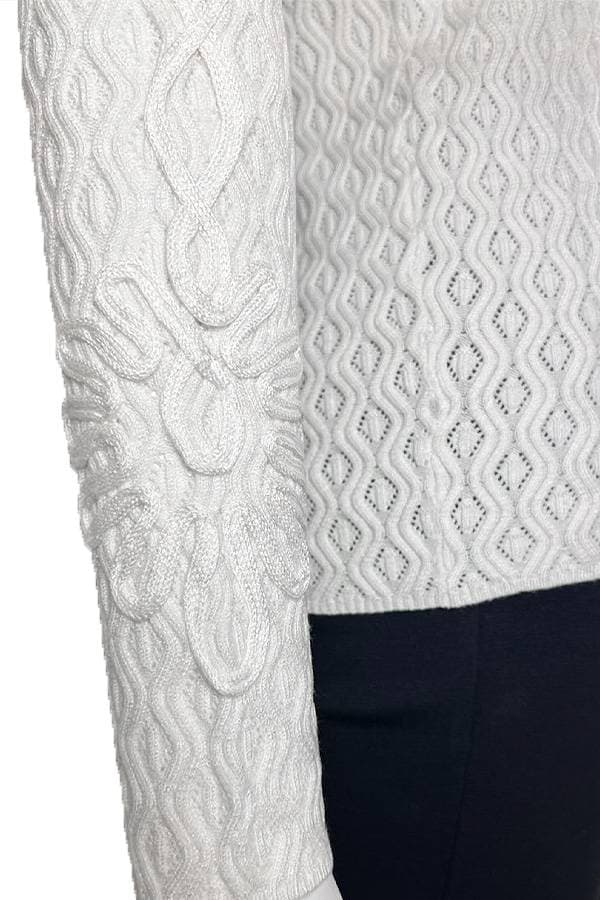 Celeste Cable Knit Mock Neck Top – Cream -  - Alternative view 2