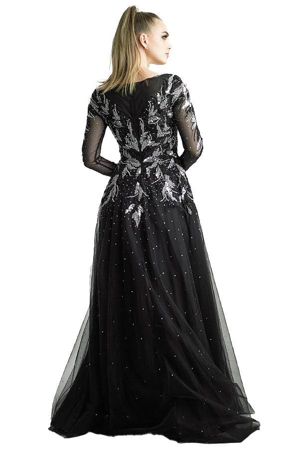 Black and Silver Leaf Gown