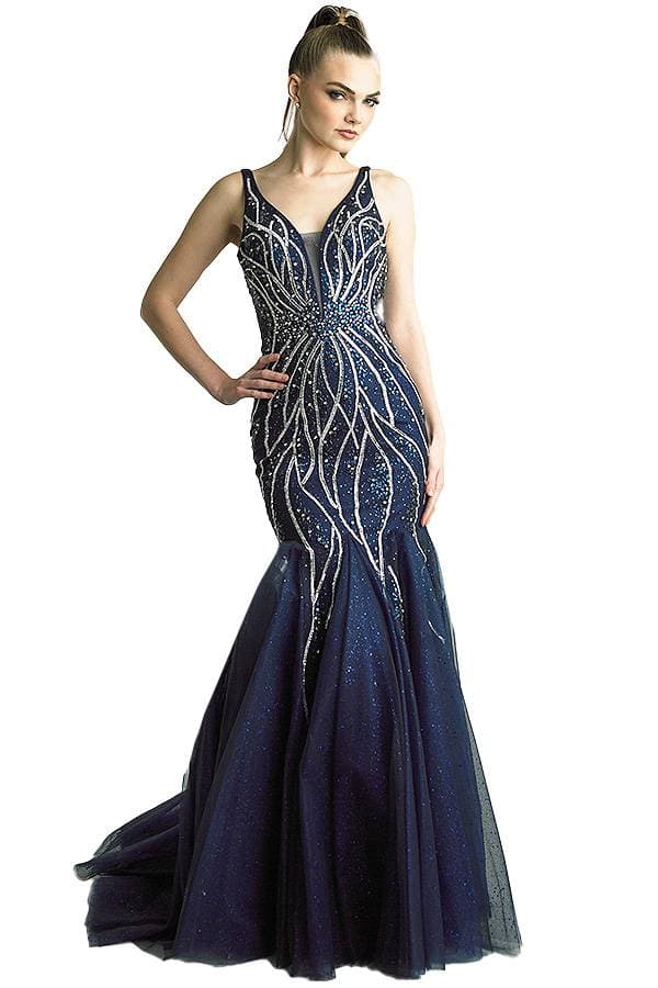 Navy Sequined "Starburst" Gown