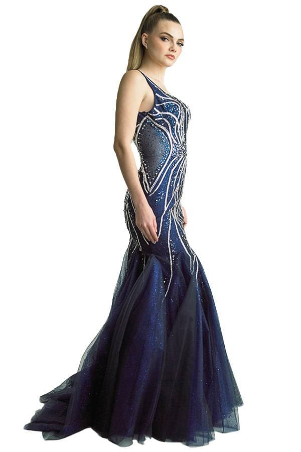 Navy Sequined "Starburst" Gown