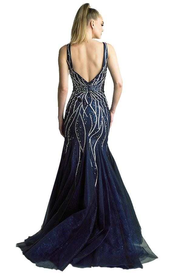 Navy Sequined "Starburst" Gown