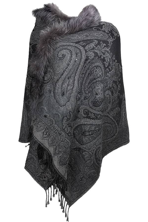 Tapestry Shawl - Charcoal Gray - $365.00 - View 3 of 12
