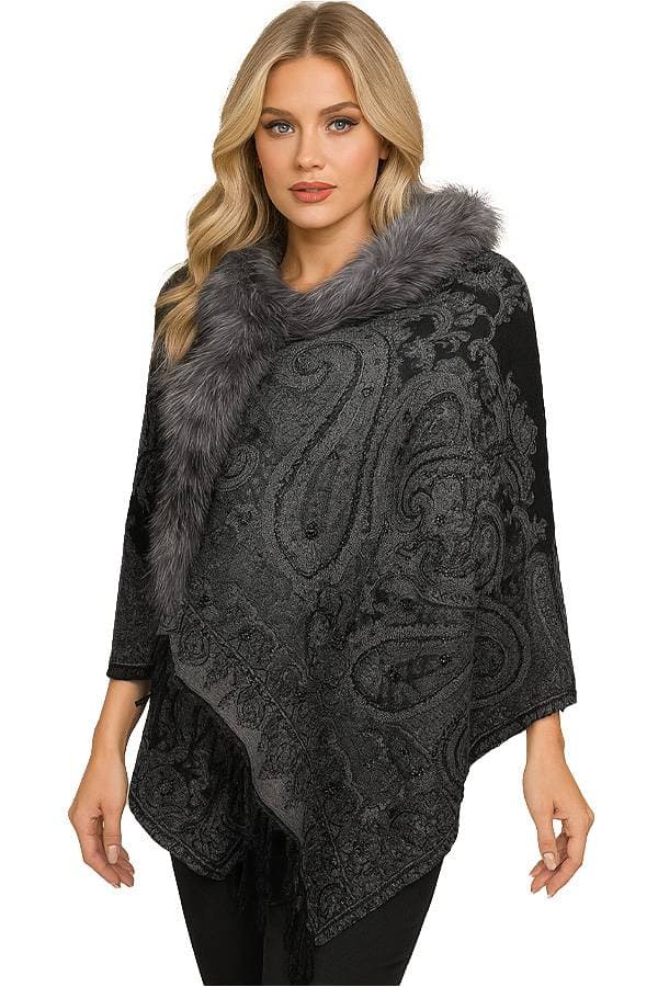Tapestry Shawl - Charcoal Gray - $365.00 - View 1 of 12