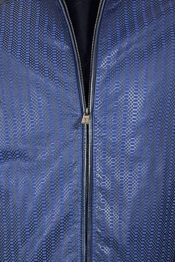 Navy Blue Leather Jacket | Men's - $1,865.00 - View 3 of 3