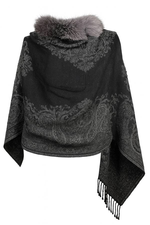 Tapestry Shawl - Charcoal Gray - $365.00 - View 2 of 12