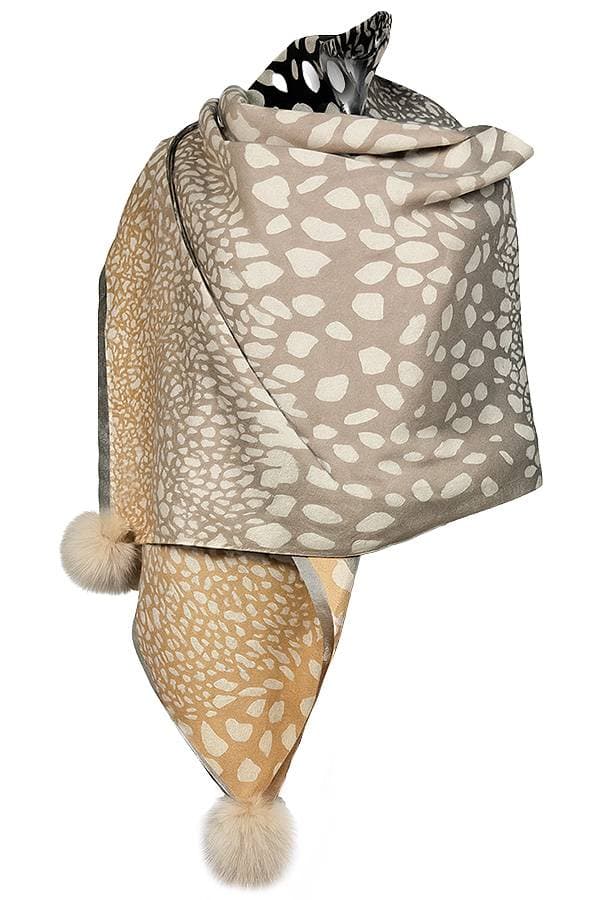 Animal Print PomPom Shawl