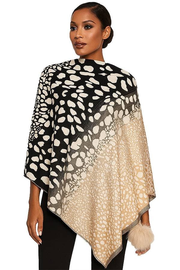 Animal Print PomPom Shawl