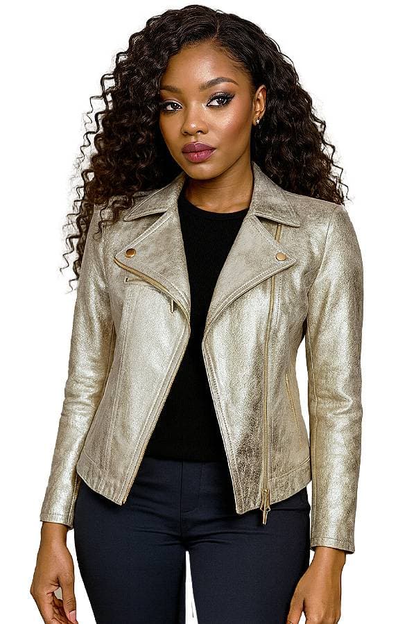 Gold on Gold Motorcycle Jacket -  - Main product view