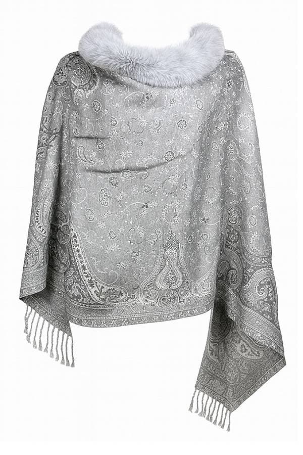 Tapestry Shawl - Charcoal Gray - $365.00 - View 9 of 12