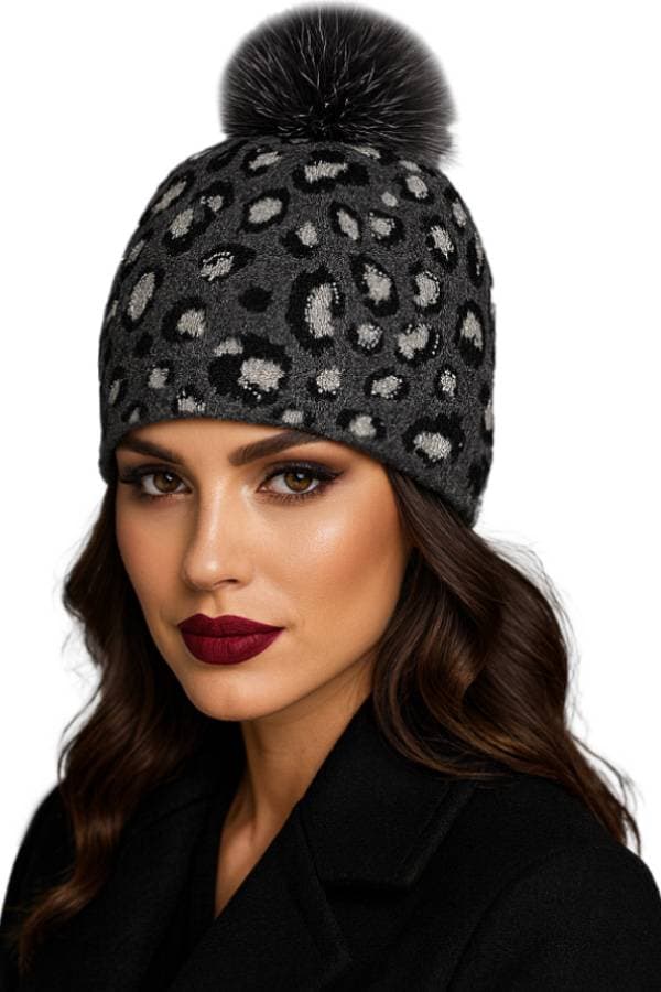 Leopard Crystal Beanie - 158.0000 - Main product view