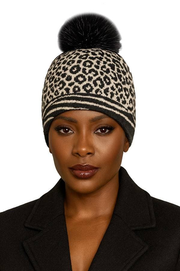 Black Animal Print Beanie - $165.00 - View 1 of 3