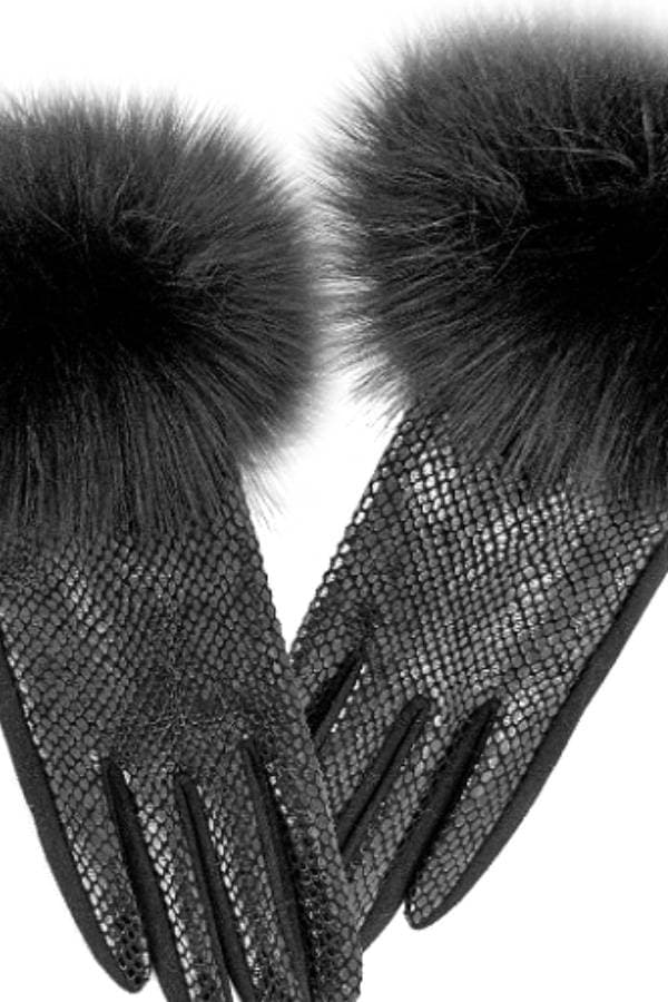 Sueded Python Gloves - Black
