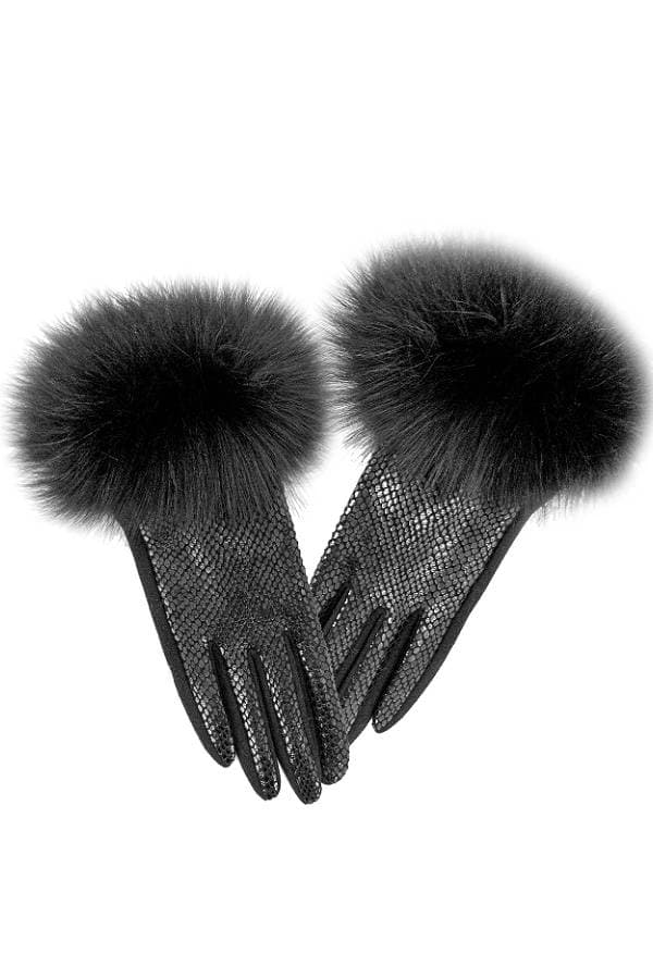 Sueded Python Gloves - Black - 165.0000 - Main product view