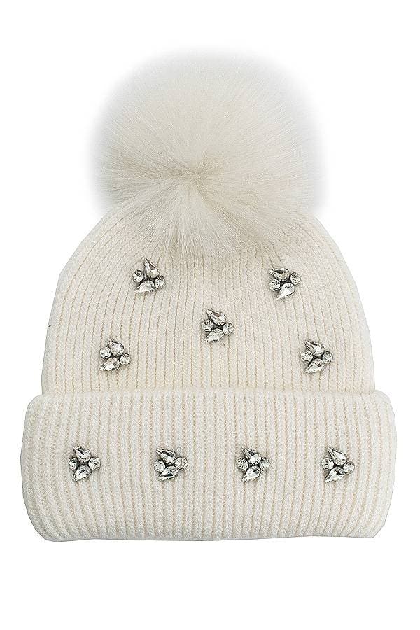 Diamond Bee Beanie - Winter White