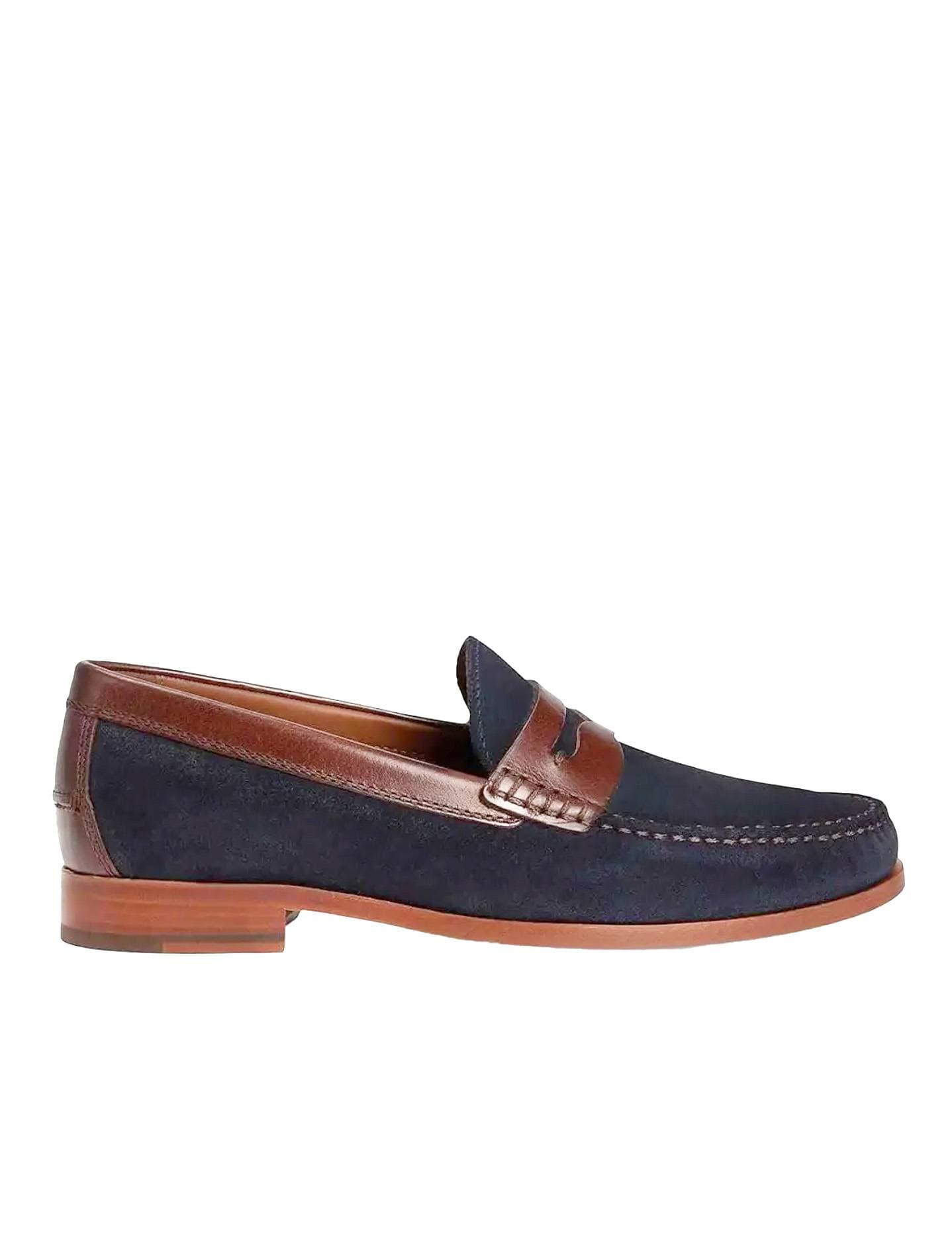 Navy Blue suede Penny Loafer Shoe