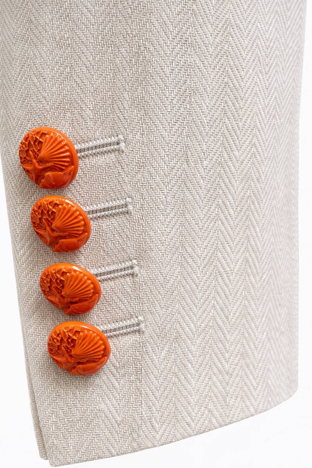 Linen Cotton Beige Blazer - $585.00 - View 3 of 5