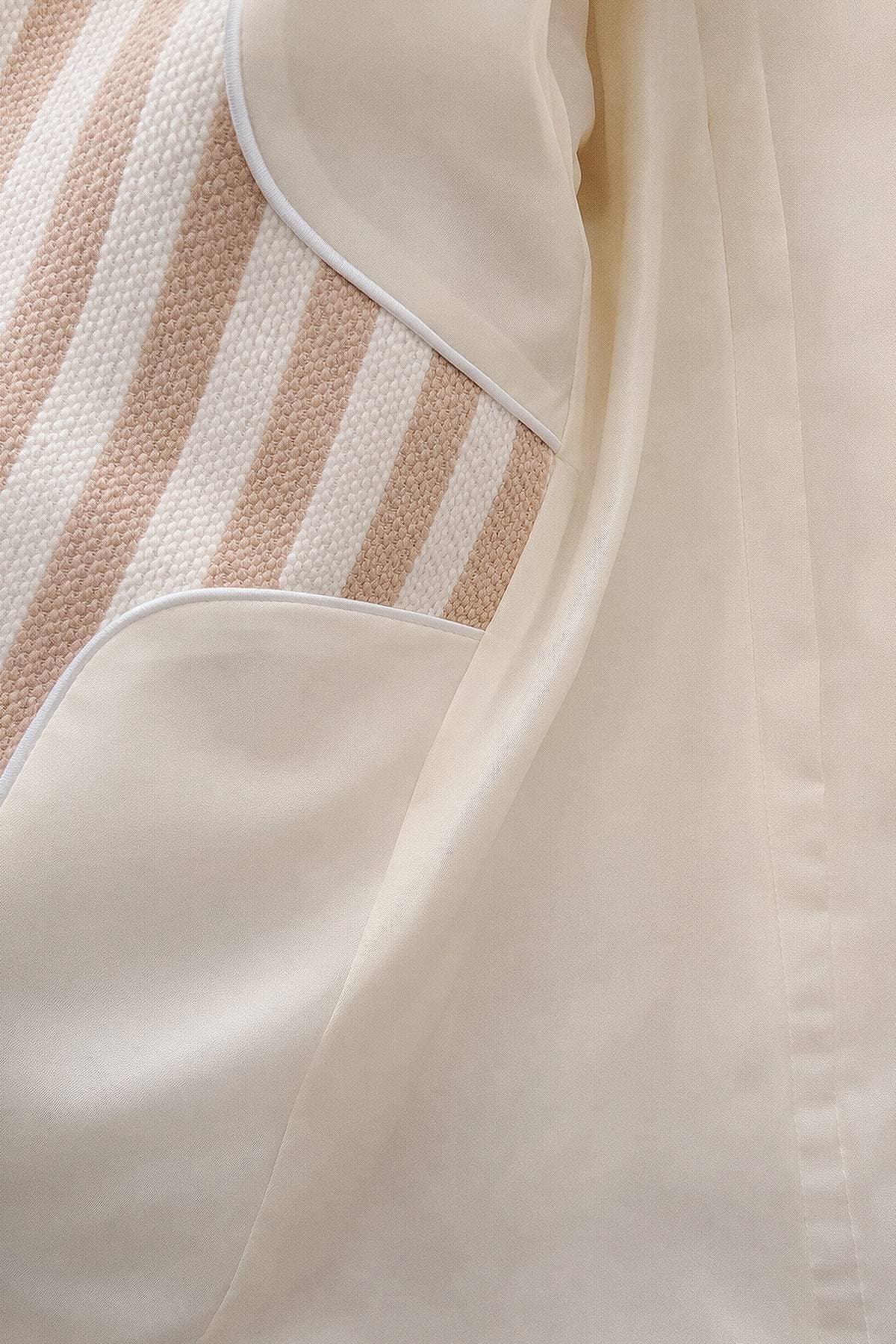 Striped Beige Ivory Cotton Jacket