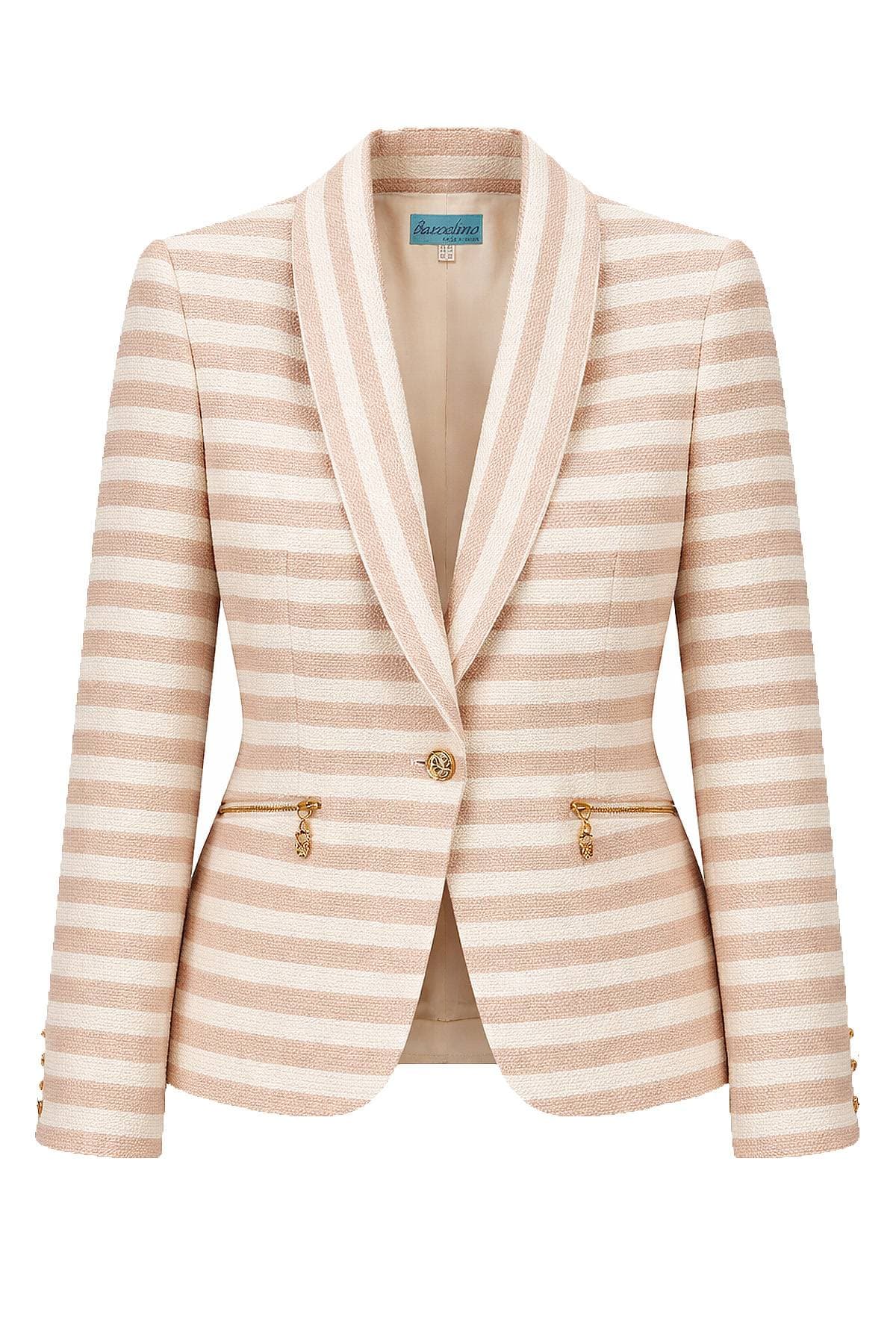 Striped Beige Ivory Cotton Jacket