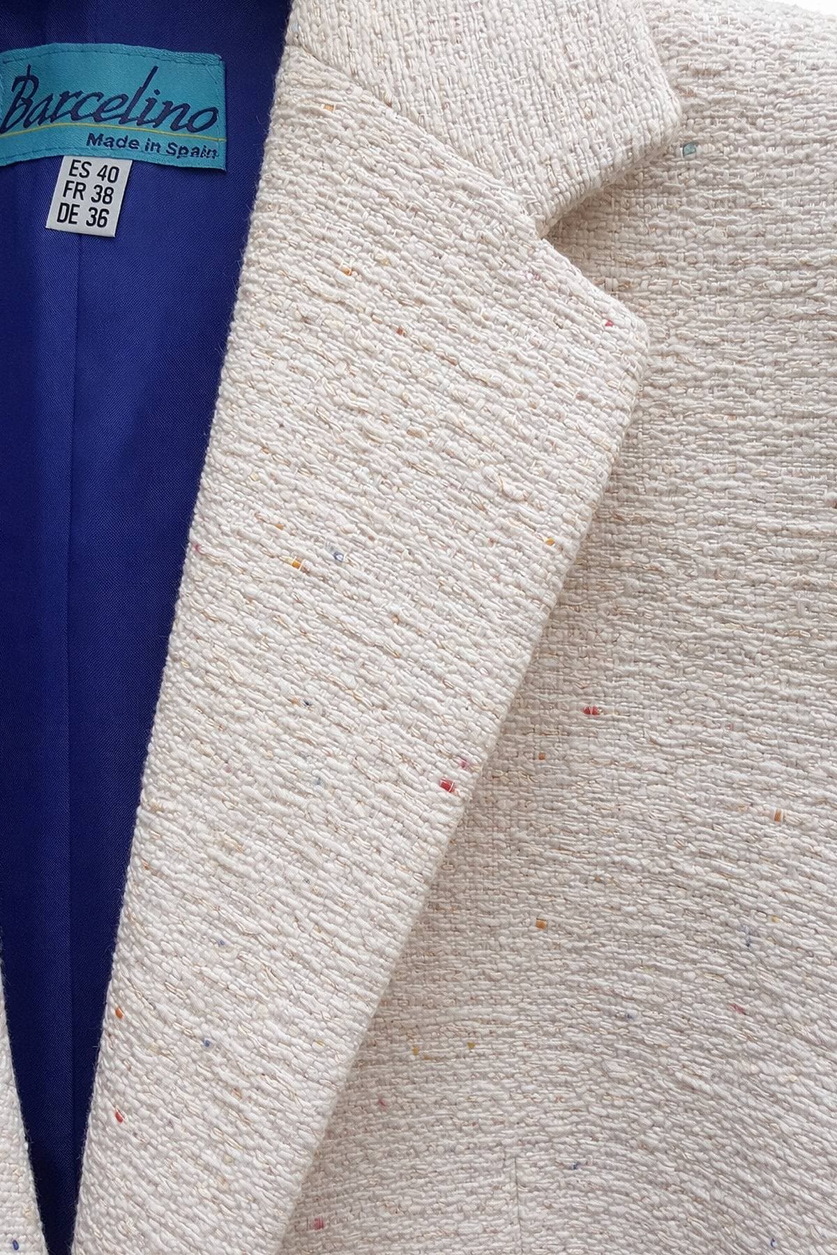 Ecru Multicolored Tweed Blazer