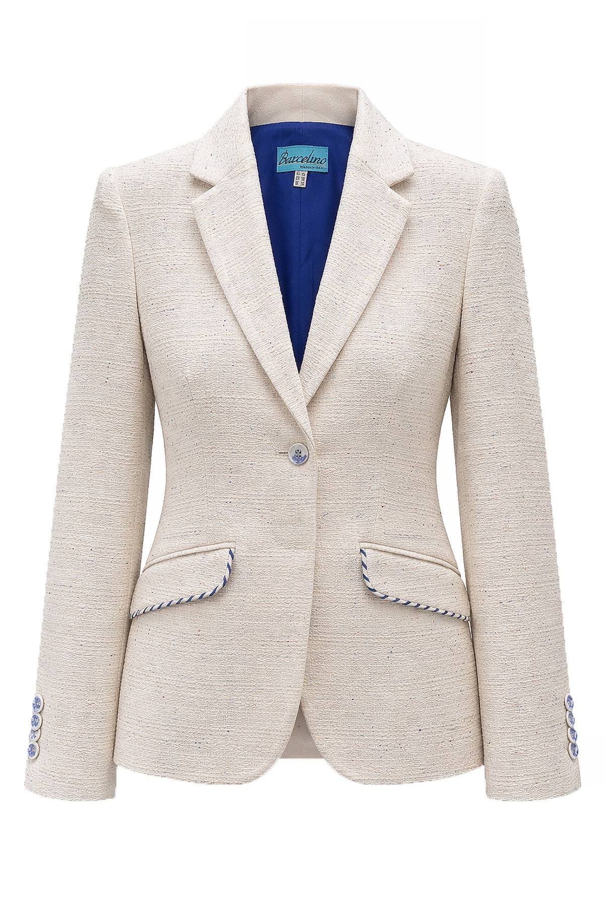 Ecru Beige Multicolored Tweed Blazer | Women's - $685.00 - View 6 of 6