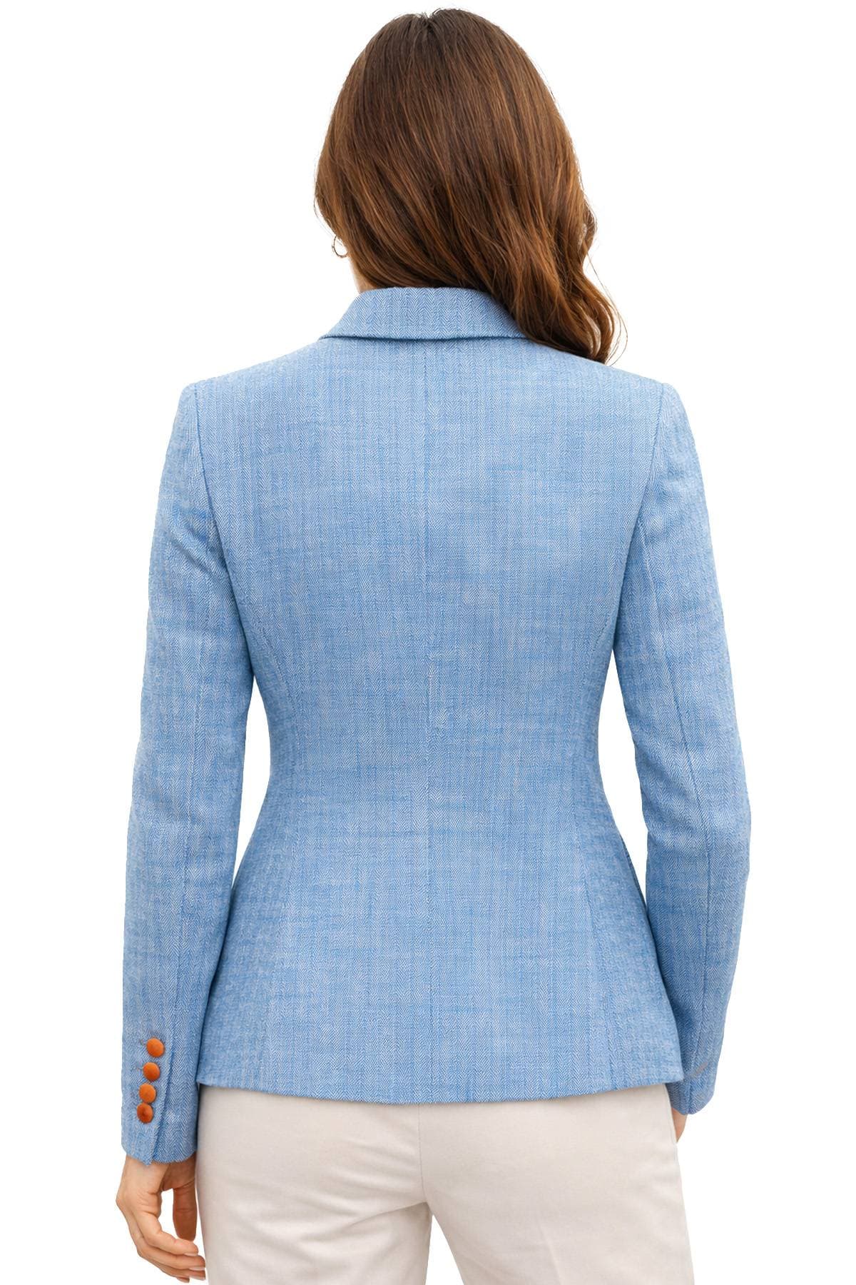 Linen Cotton Blue Blazer -  - Alternative view 2